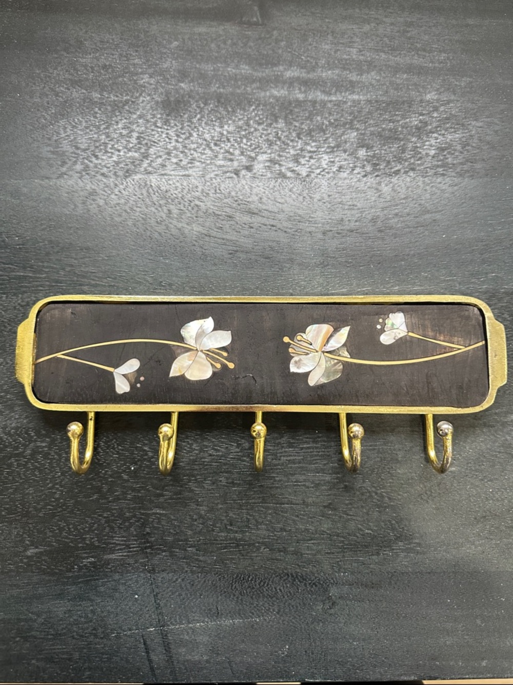 🆕 Anthropologie | Mother of Pearl Floral Wall Hook Rack - Picture 1 of 4